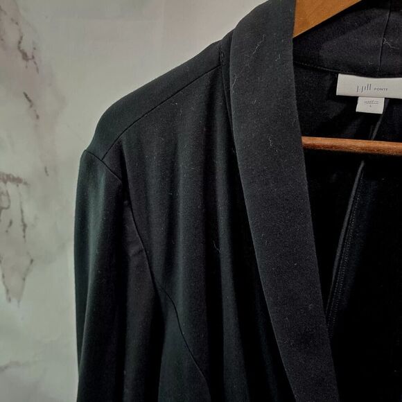 J Jill Jacket Women Large Black Ponte Knit Unstructured Blazer One Button - Picture 2 of 12